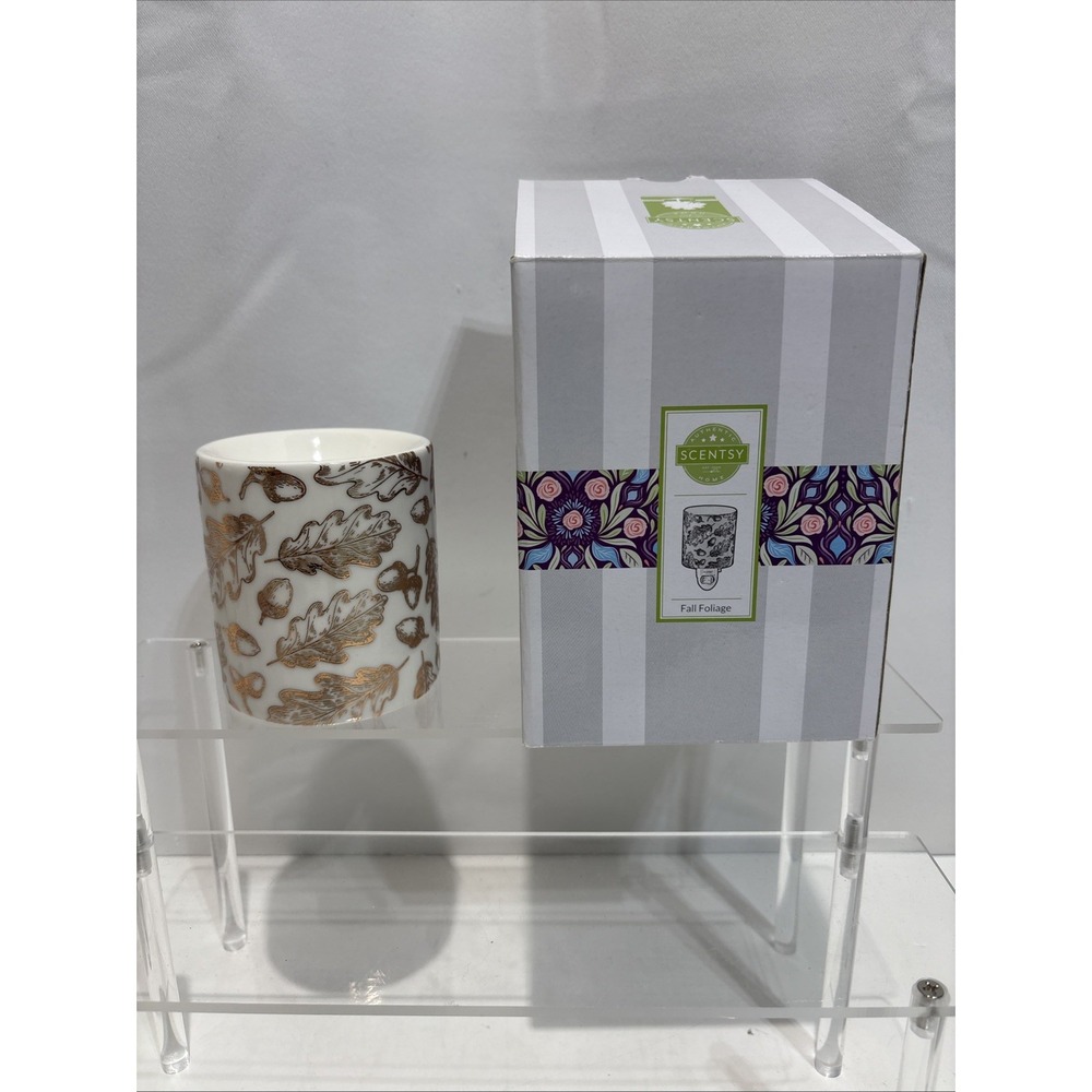 Scentsy Fall Foliage Mini Plug-In Fragrance Wax Warmer Gold Leaves & Acorns